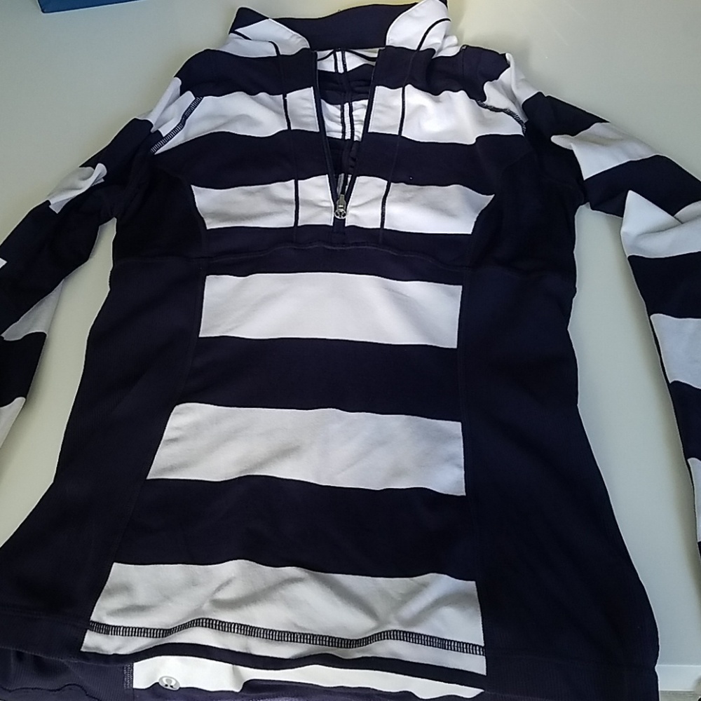 Lululemon Navy blue & white striped jacket